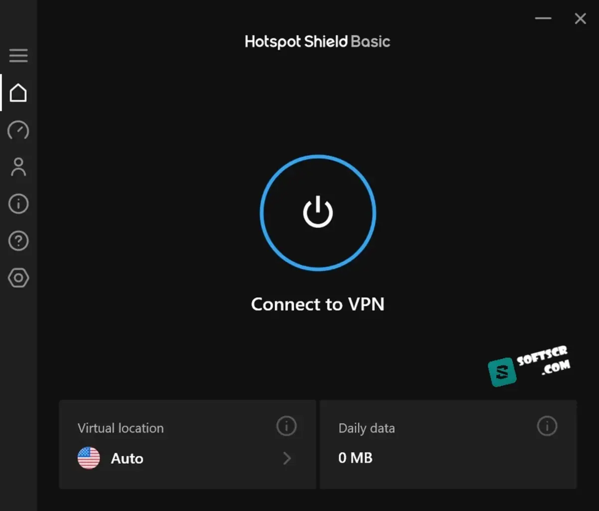 Hotspot Shield VPN interface on Windows showing secure connection