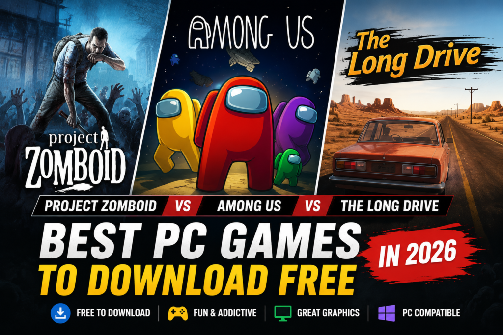 Project Zomboid vs Among Us vs The Long Drive: Best PC Games to Download Free in 2026